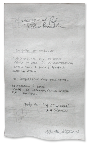 Marta Valtolina, teoria del pendolus,Tullio Pendoli, Gastone Mariani, Accademia di Belle Arti di Brera, Scene e Costumi, Opera teatrale